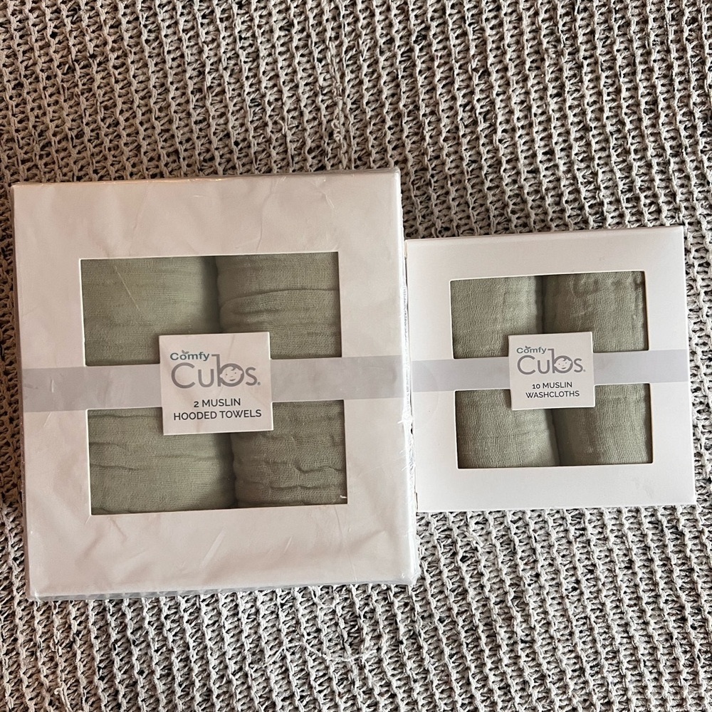 New! Baby Muslin Bath Towels and Washcloths